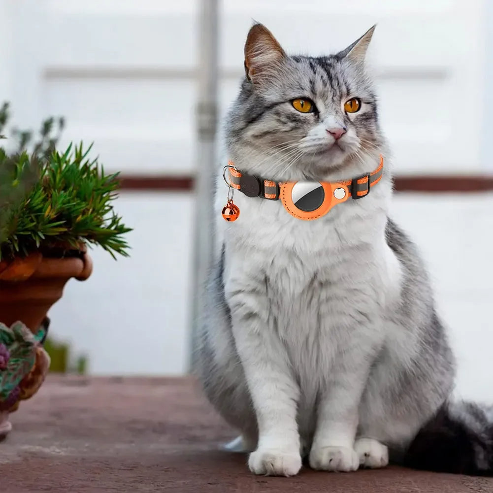 Reflective Cat Collar with AirTag Holder
